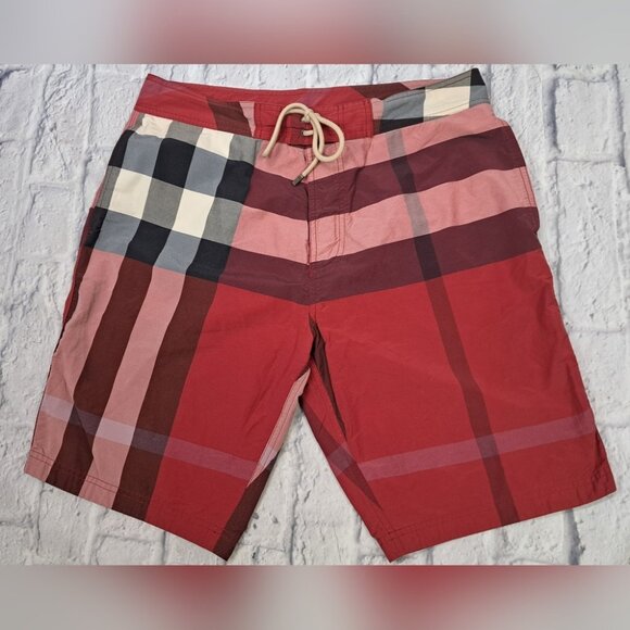 Burberry Other - Burberry Men's Swim Shorts Trunks Red Nova Check Size Large 33W 34W 35W